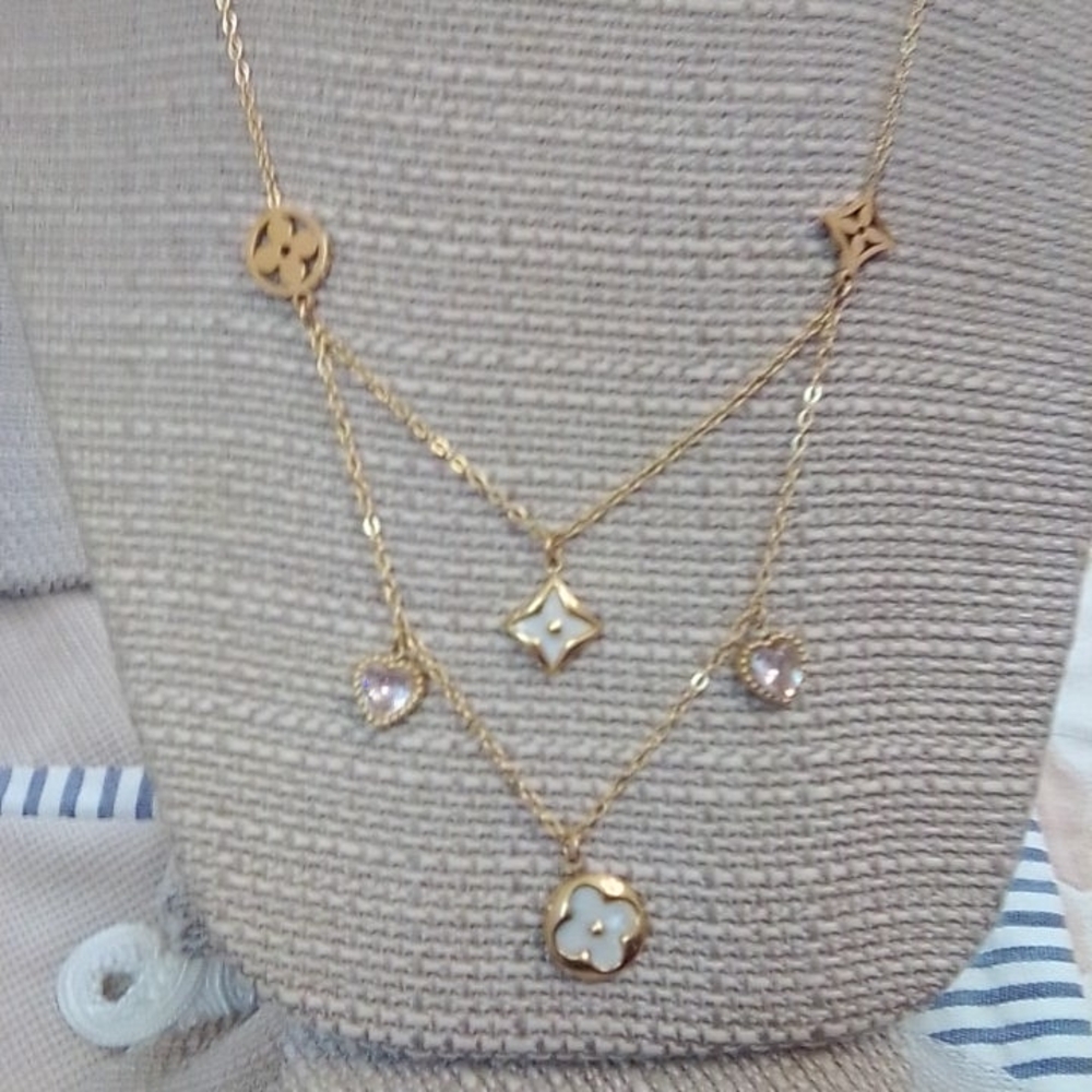 NWT NEW GOLD LAYERED NECKLACES MULTISTRAND GOLD LAYERED DELICATE 18K DIPPED NWT - Picture 1 of 3